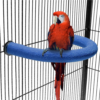 U Shape Parrot Perch Stand Toy Bird Platform Sand Paw Grinding Clean Stick Exercise Conure Budgie Cockatiel Cage Accessories (Blue) small