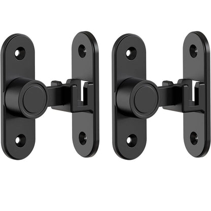 Barn Door Locks, 90/180 Degree Right Angle Flip Gate Latch Fit for Bedroom, Garden, Cabinet - Sturdy and Secure Sliding Barn Door Lock (Black-2 Pcs)