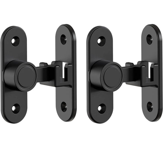 Barn Door Locks, 90/180 Degree Right Angle Flip Gate Latch Fit for Bedroom, Garden, Cabinet - Sturdy and Secure Sliding Barn Door Lock (Black-2 Pcs)