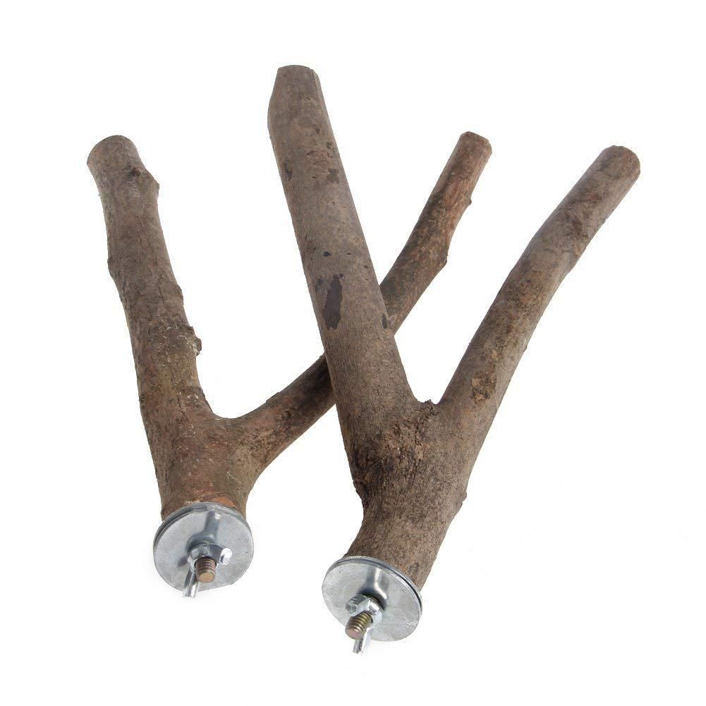 2 pieces of parrot habitat natural bird bracket grinding claws climbing wooden cage accessories and toys, suitable for long tailed parrots, love birds, parrots, parrots, and finches (15cm)