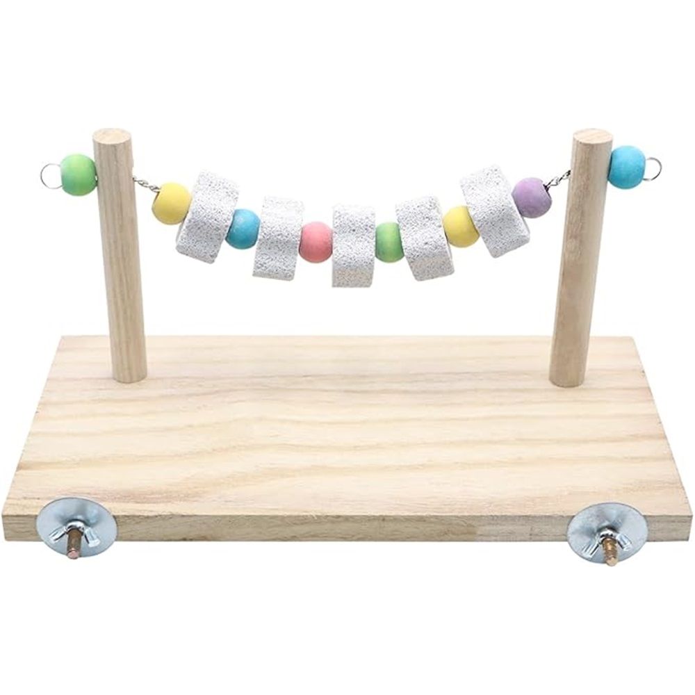 Wooden Stand Platform with Grinding Toys Bird Perch Stand for Parakeets Cockatiels Conures Rats Gerbils Chinchillas Squirrels