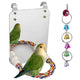 Bird Mirror for Cage, Bird Parrot Mirror with Rope for Cockatiel Conures, Lovebirds, Parrot, Canaries, and Budgies（Mirror+6 Bell String）