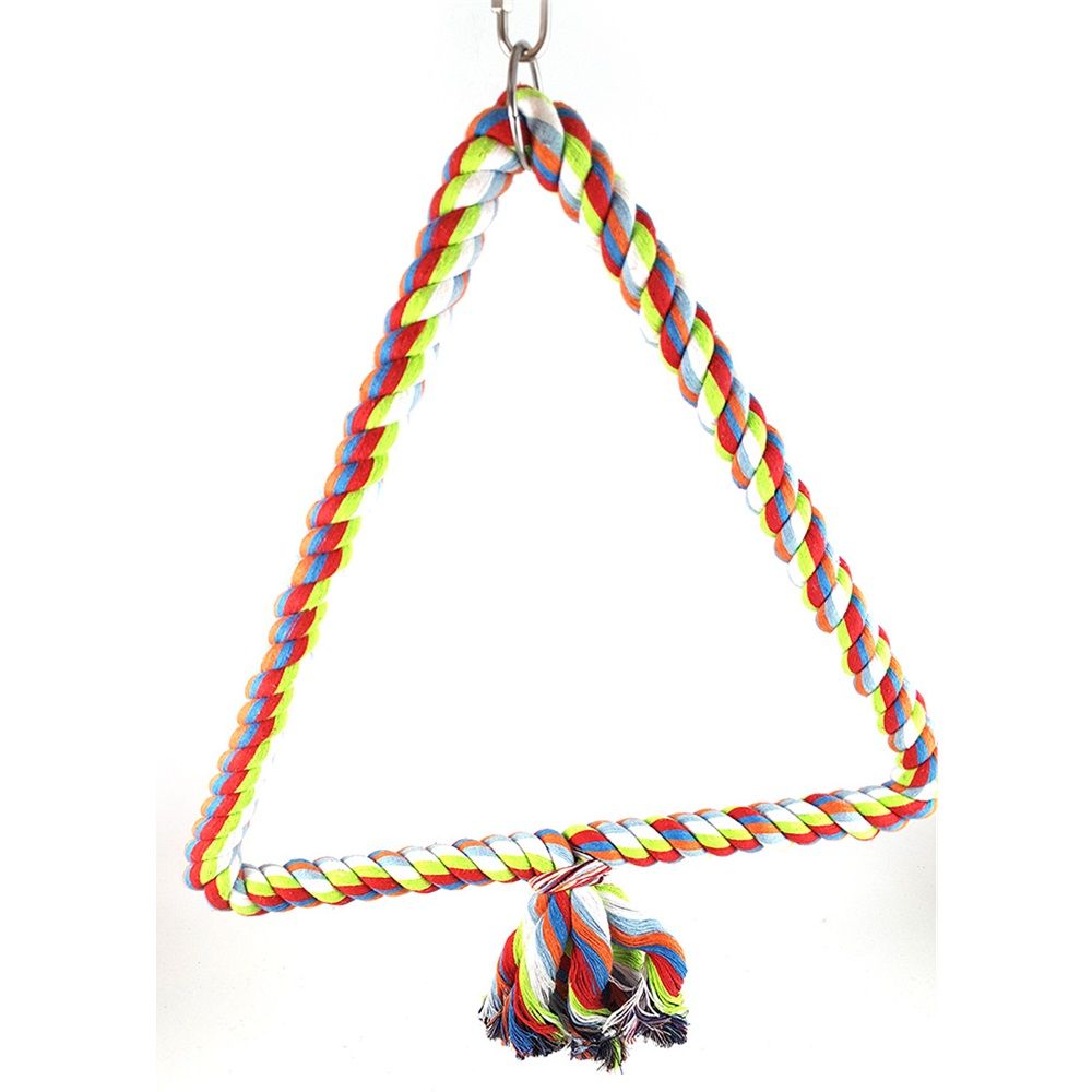Triangle Bird Rope Swinging Bass - All Natural Material - Climbing and Chewing Safety - Bird Cage Toy Accessories - Perfect for Grey Parrots, Long tailed Parrots, and Cockatows