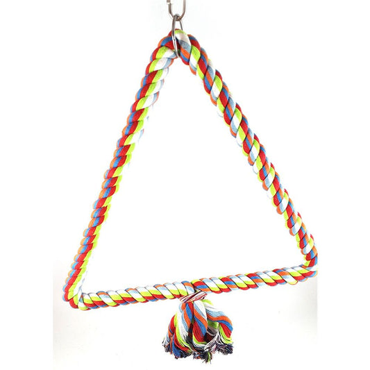 Triangle Bird Rope Swinging Bass - All Natural Material - Climbing and Chewing Safety - Bird Cage Toy Accessories - Perfect for Grey Parrots, Long tailed Parrots, and Cockatows