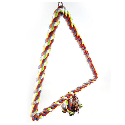 Triangle Bird Rope Swinging Bass - All Natural Material - Climbing and Chewing Safety - Bird Cage Toy Accessories - Perfect for Grey Parrots, Long tailed Parrots, and Cockatows