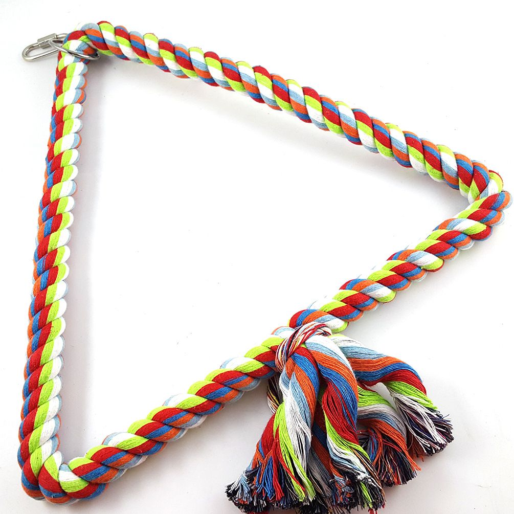 Triangle Bird Rope Swinging Bass - All Natural Material - Climbing and Chewing Safety - Bird Cage Toy Accessories - Perfect for Grey Parrots, Long tailed Parrots, and Cockatows