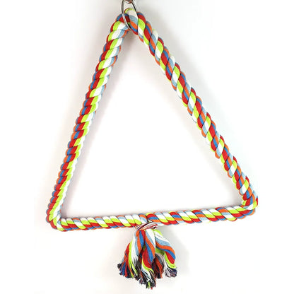 Triangle Bird Rope Swinging Bass - All Natural Material - Climbing and Chewing Safety - Bird Cage Toy Accessories - Perfect for Grey Parrots, Long tailed Parrots, and Cockatows