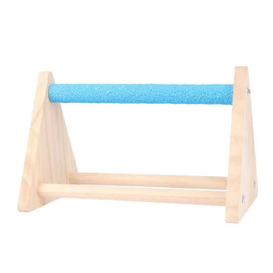 Parrot Bird Wooden Bass Rack Game Toy Gym Bird Grinding Bass Small Phoenix Head Parrot Cone Long Tail Parrot Table Platform（Blue）