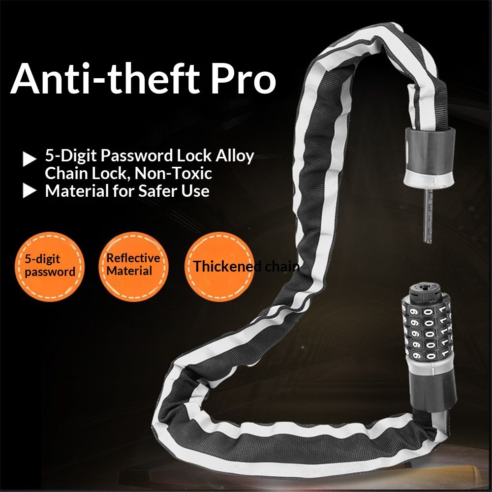 Heavy-Duty Bike Lock – Anti-Theft 5-Digit Combination Bicycle Lock | Weather-Resistant, Cut-Resistant Security Lock for Mountain, Road & Hybrid Bikes by  reflective lock（0.9m）