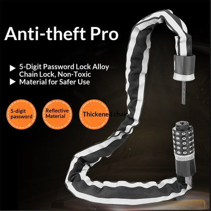Heavy-Duty Bike Lock – Anti-Theft 5-Digit Combination Bicycle Lock | Weather-Resistant, Cut-Resistant Security Lock for Mountain, Road & Hybrid Bikes by  reflective lock（0.9m）