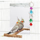 A large bird mirror toy with a perch rack, a parrot mirror with a bird chime toy, birdcage accessories, suitable for parrots