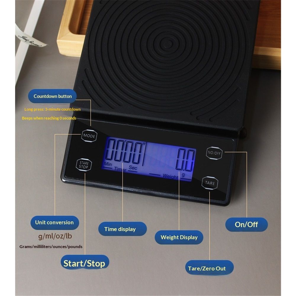 Espresso Scale with Timer 3kg/0.1g Accuracy Coffee Bean Scale Digital Pour Over Coffee Scale Portable Suitable for Coffee Lovers and Baristas
