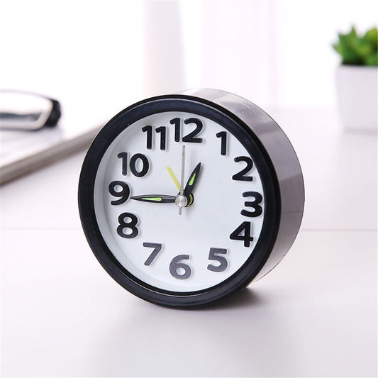 Alarm Clock , Cute Analog Round Digital Quartz Clock, Non Ticking, Battery Operated,Simply Design for Living Room, Bedroom,Bedside, Desk Decorative (Black,Battery not included)