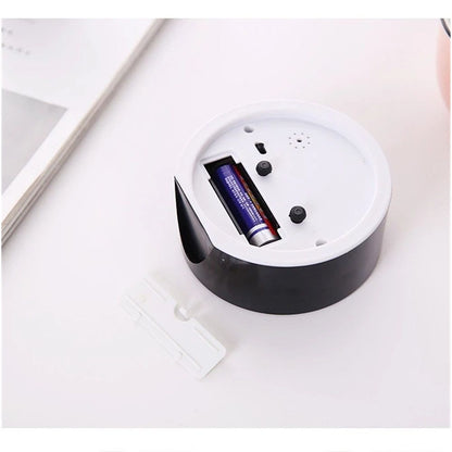 Alarm Clock , Cute Analog Round Digital Quartz Clock, Non Ticking, Battery Operated,Simply Design for Living Room, Bedroom,Bedside, Desk Decorative (Black,Battery not included)