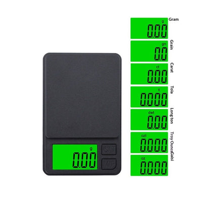 Portable Milligram Scale 500g/0.01g, Gram Scale with 7 Units, High Precision Powder Scale with Cover, Backlit LCD（Battery not included）