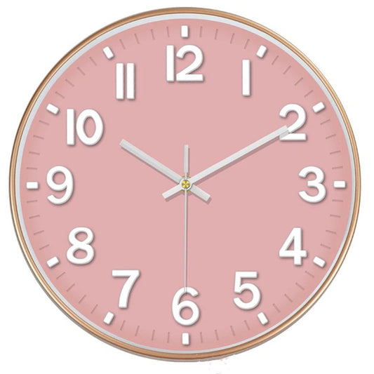 12 Inch Wall Clock, 3D Number Quartz Battery Operated Silent Non-Ticking Round Wall Clocks for Office Bedroom Decorative（Battery not included）