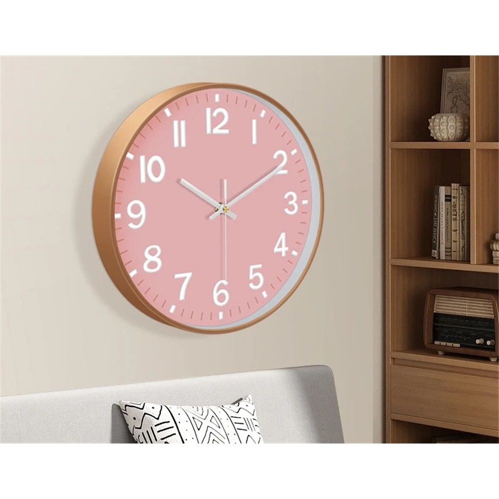 12 Inch Wall Clock, 3D Number Quartz Battery Operated Silent Non-Ticking Round Wall Clocks for Office Bedroom Decorative（Battery not included）