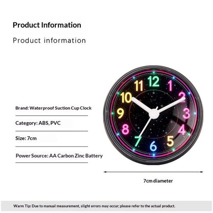 2 pack Waterproof Bathroom Shower Clock with Large Suction Cup - Silent, Water Proof, Battery Operated Wall Clock for Toilet, Kitchen, Bedroom (Black,Battery not included)