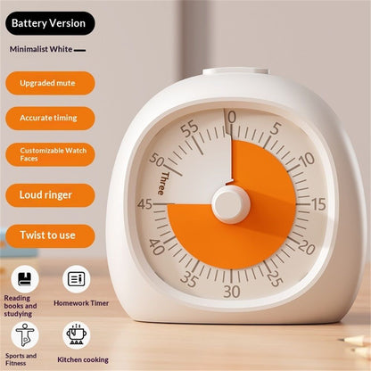 Visual Timer for Kids & Adults, 60 Minute Analog Countdown Timer for Classroom School, Homeschooling, Silent Visual Timer for Study Time Management Battery（Battery not included）