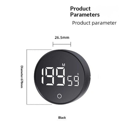 Digital Kitchen Timer, Rechargeable Magnetic Visual Timer with Large LED Display, Adjustable Volume for Classroom, Cooking, Fitness, Baking, Kids Learning & Teaching (Black,Battery not included)