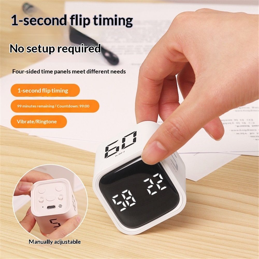 Productivity Timer Flip Gravity Sensor Cube Timer Countdown & Countup,Mute & Vibrate & Sound ,Perfect for ADHD,Work,Learning,Kitchen Cooking