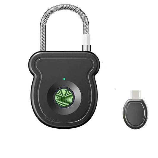 Fingerprint Padlock Lock , Biometric Keyless Thumbprint Combination Lock, USB Rechargeable, for Gym Locker, School Locker, Luggage, Backpack, Suitcase（black）