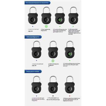 Fingerprint Padlock Lock , Biometric Keyless Thumbprint Combination Lock, USB Rechargeable, for Gym Locker, School Locker, Luggage, Backpack, Suitcase（black）
