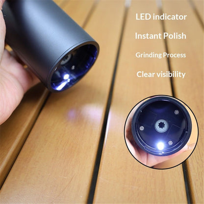 Rechargeable Electric Pepper Grinder, Salt Grinder Pepper Mill with Washable Container, White LED Light and External Adjustable Coarseness, Black