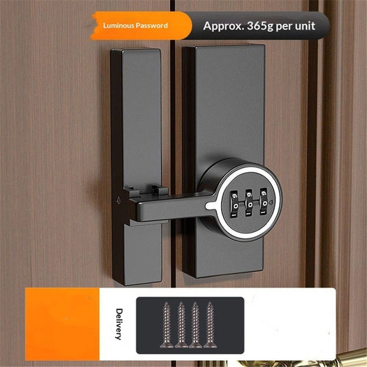 Black (Luminous) 180 Degree Barn Door Lock, 3 Digit Password Keyless, Mechanical Password Lock,Flip Latch with Combination,for Barn Door,Sliding Door, Windows, Cabinets, Garden, Bathroom