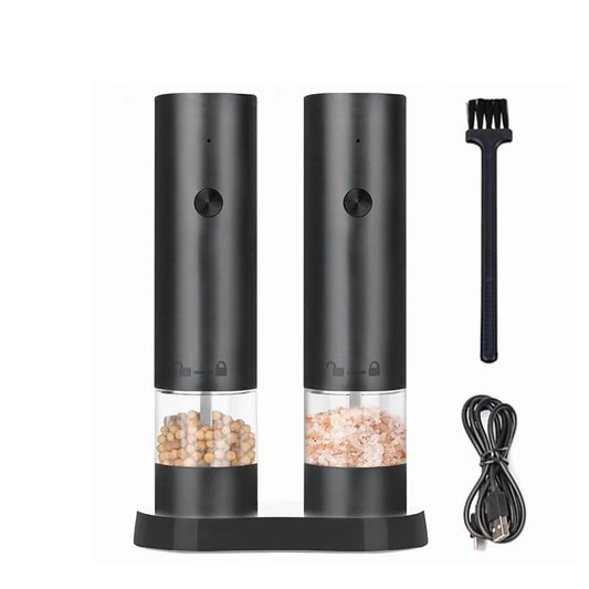 2 pack Electric Salt & Pepper Grinder Set 40mL Capacity – Operated Shakers, Adjustable Coarseness, Type C Charging