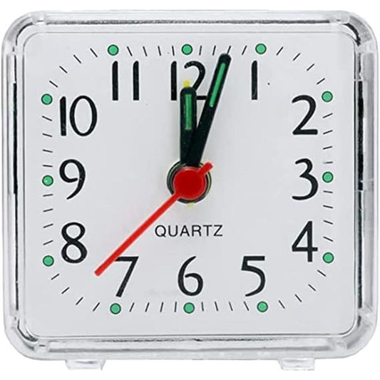 2 pack Analog Alarm Clock, White, Battery Powered, Large Dial, Good for Travel, Heavy Sleepers（Battery not included）
