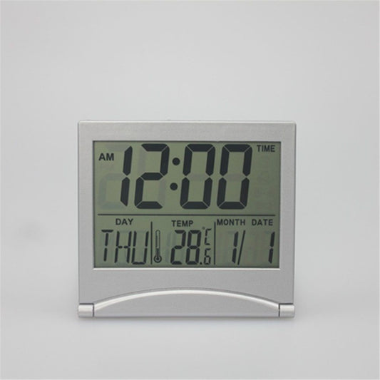 2 pack Digital Travel Alarm Clock - Foldable Calendar Temperature Timer Clock - Large Number Display, Compact Desk Clock for All Ages（Battery not included）