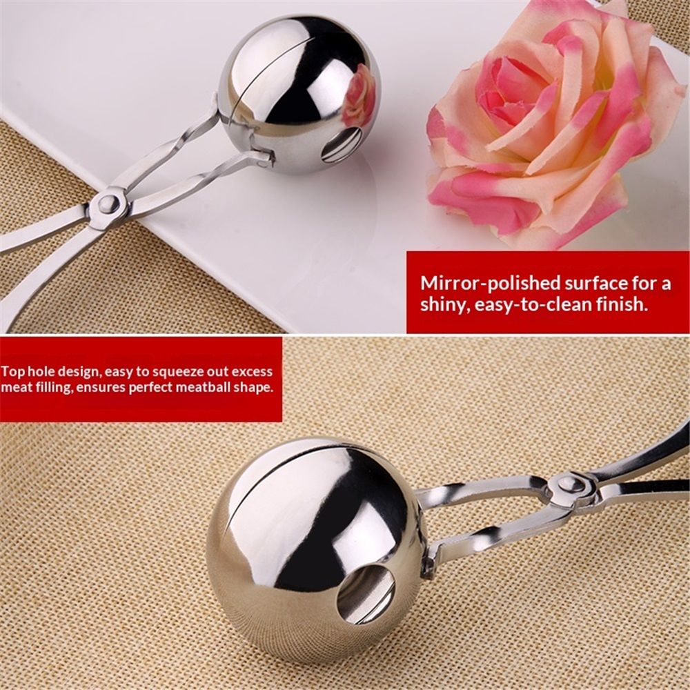 2 pack Meat Maker Tools Dough Meatball Scoop Non Stick Stainless Steel for Rice Meat Cookie Making（1 big and 1 small）