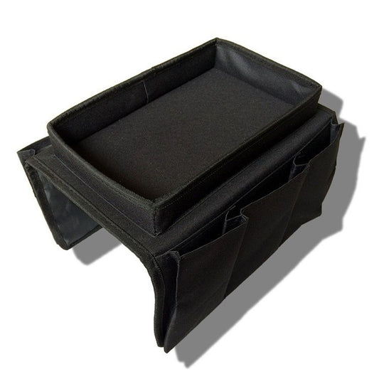 Sofa Armrest Organizer with Cup Holder Tray Chair Arm TV Remote Holder for Recliner Couch Armchair Caddy Bedside Storage Pockets Bag for Cellphone Tablet Book Magazines Drinks Pouch（black）