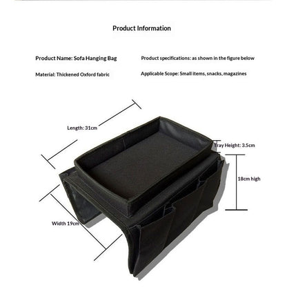 Sofa Armrest Organizer with Cup Holder Tray Chair Arm TV Remote Holder for Recliner Couch Armchair Caddy Bedside Storage Pockets Bag for Cellphone Tablet Book Magazines Drinks Pouch（black）