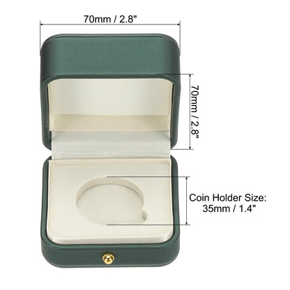 2 pack Coin Display Box, Coin Presentation Display Box Coin Box Coin Case with Coin Holder Fit 35mm Coin for Silver Dollar Collectors, Green（only 2 storage boxes available）