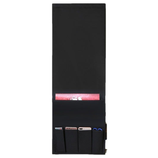 TV Remote Control Holder Couch Caddy, Non-slip Bedside Caddy Organizer with Pockets for Key Glasses Phone Magazine Holders (Black, 32.6"x12.8",Handbag only)