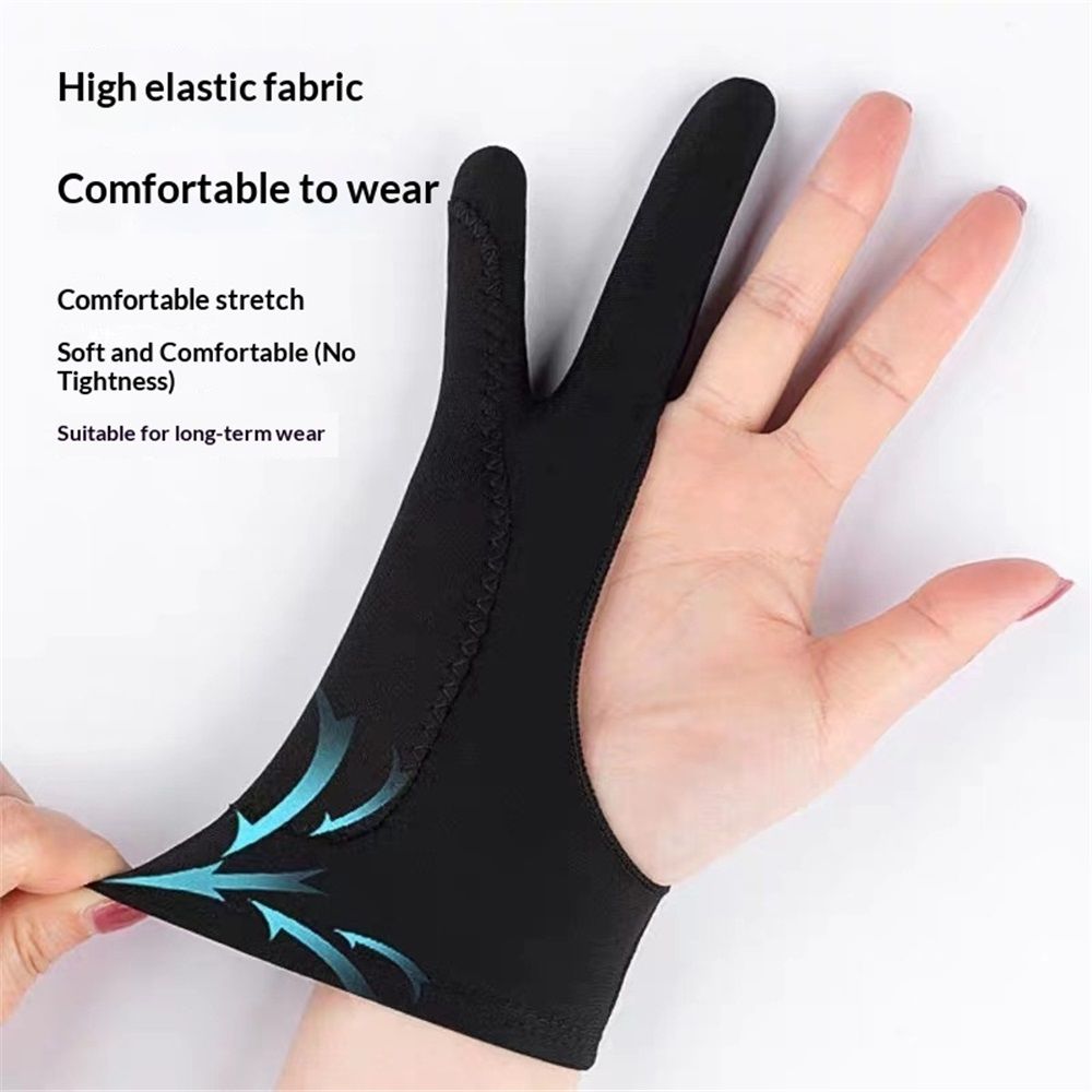 Artists Gloves 4 Pack - Palm Rejection Gloves with Two Fingers for Paper Sketching, Graphics Drawing Tablet, Suitable for Left and Right Hand (Medium)