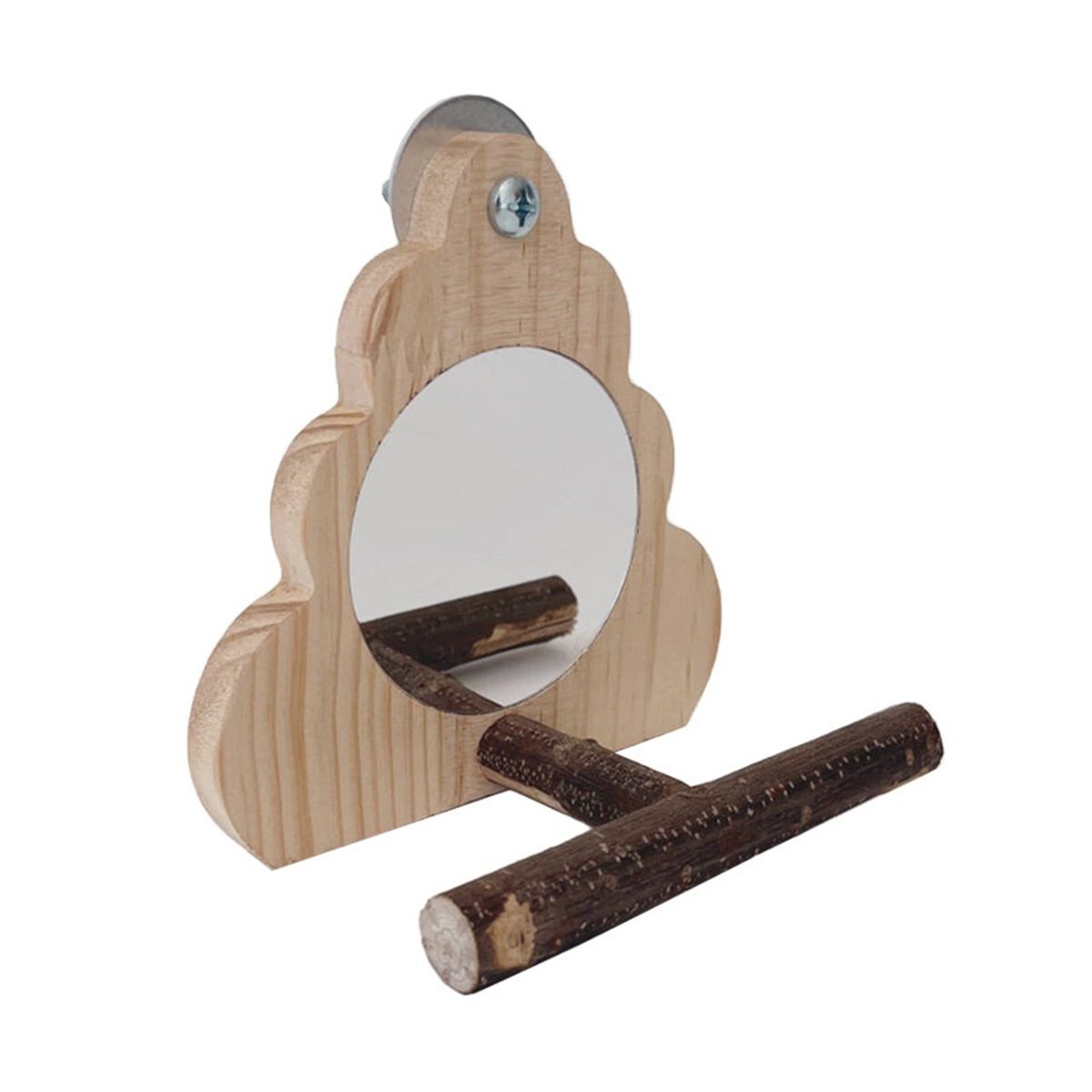 Wooden Bird Mirror for Cage, Parakeet Toys, Interactive Toys,Bird Cage Accessories for Parrots Finch Canaries