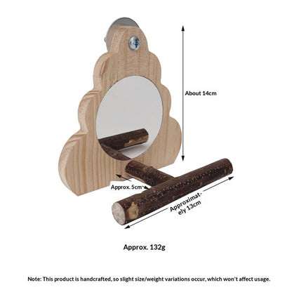 Wooden Bird Mirror for Cage, Parakeet Toys, Interactive Toys,Bird Cage Accessories for Parrots Finch Canaries