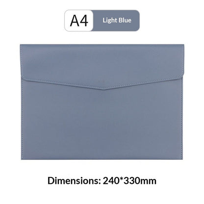Expanding A4 Document File PU Leather Envelope Case Holder-Large Size Pockets for Paper Bills Stationery Tablet and PC, Work Study Traveling (Light Blue)
