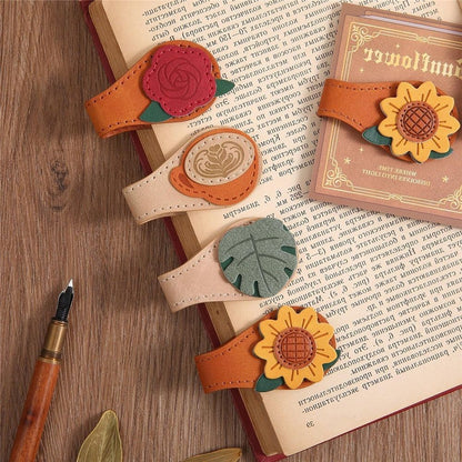 4 PCS Vintage Magnetic Leather Bookmark, Leather Magnetic Bookmarks for Women, Magnetic PU Bookmarks Clip Book Accessories