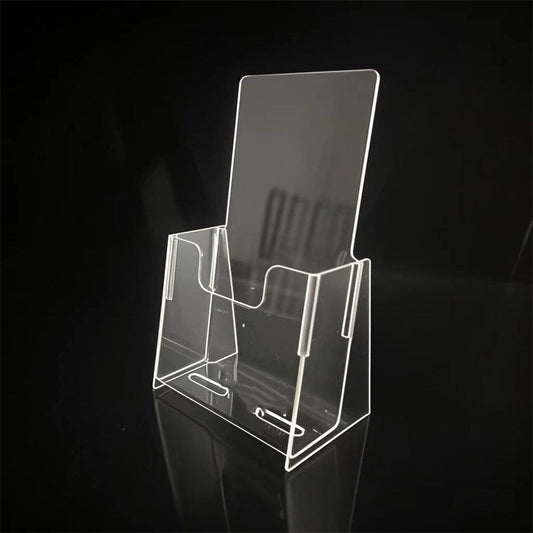 Brochure Holder Slant Back Clear Acrylic Countertop Ad Display Stand by Marketing Holders（20.8*11.1*8.2cm）