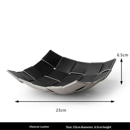 Valet Tray for Men and Women PU Leather Key Holder Bowl for Entryway Table Bedside Nightstand Desk Organizer Tray for Wallet, Watch, Key, Phone Men's Gift - 23*23*6.5cm（Only storage box）