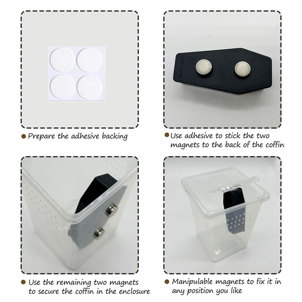 3 Pack Jumping Spider Coffin with Magnets for Pet Spider, Jumping Spider Enclosure Accessories, Spider Terrarium Decoration