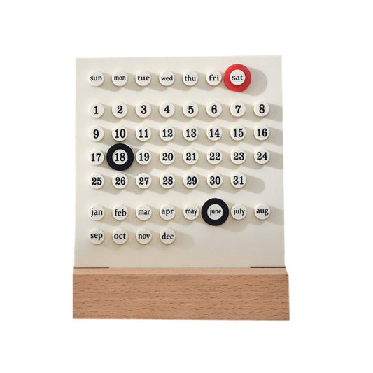 Fashion Perpetual Calendar DIY Ring Reusable Handmade Date Record Desk Calendar for Office Supplies Home Shops Decoration Accessories (white,Send a random sticker)