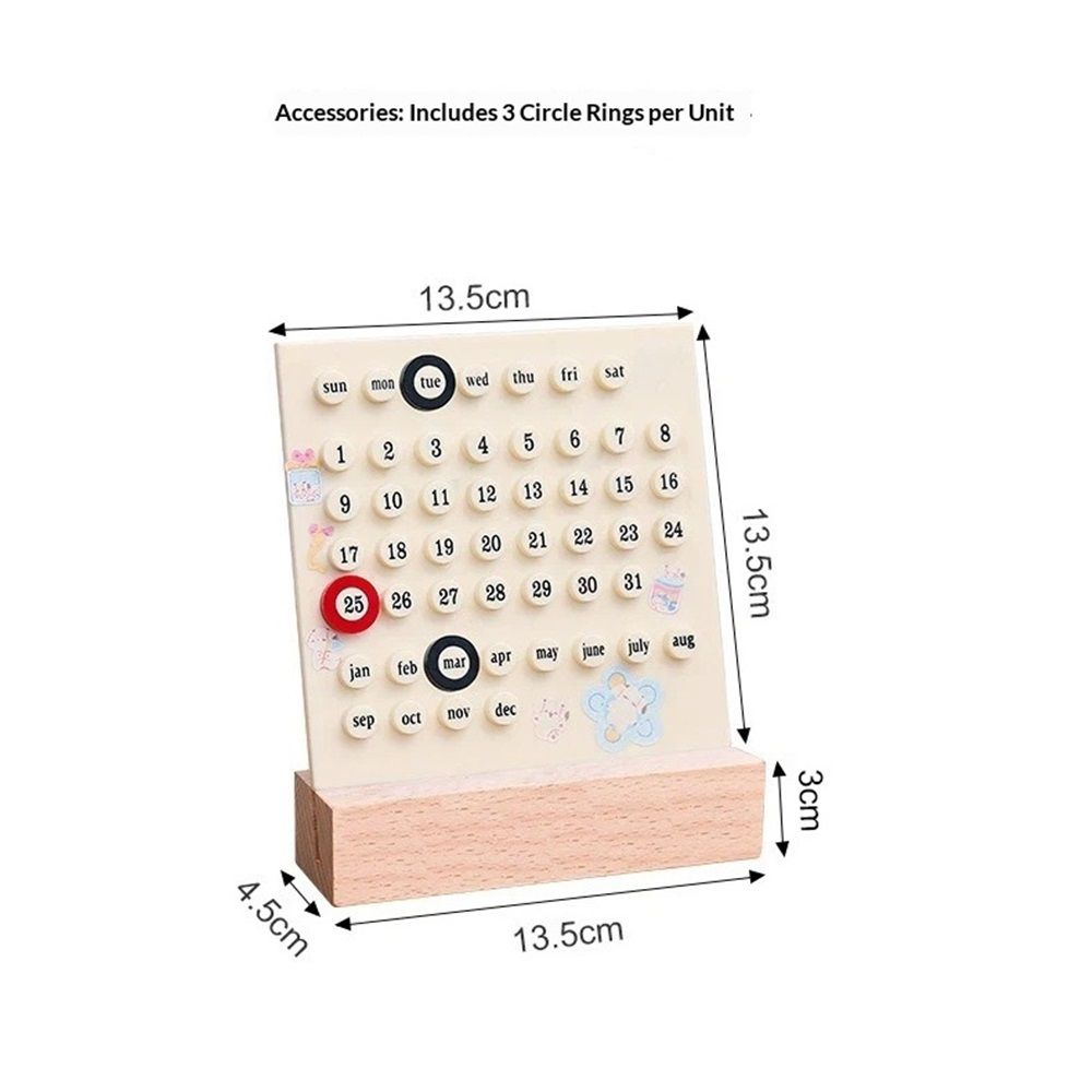 Fashion Perpetual Calendar DIY Ring Reusable Handmade Date Record Desk Calendar for Office Supplies Home Shops Decoration Accessories (white,Send a random sticker)