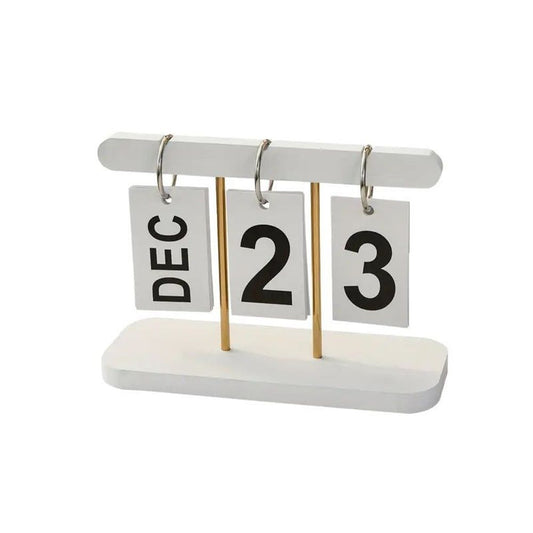 Perpetual Daily Flip Calendar for Desk Reusable Office Desktop Decor Home Accessories Photography Props (White)