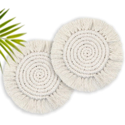 4 pack Coasters Woven Boho Handmade Placemats, for Desk Table Kitchen Dining Room Drink Picnic Housewarming Home Decor Rattan