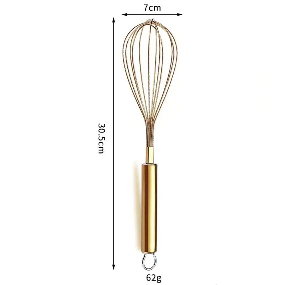Stainless Steel Egg Whisk with Gold Plating - Ecofriendly Manual Egg Beater, Milk Frother, Hand Blender, Cake Tool and kitchen Gadget – Gold